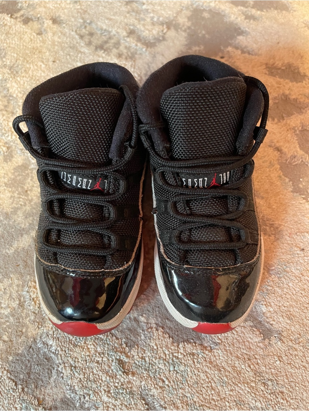Jordan Kids Black and Red High-Top Sneakers
